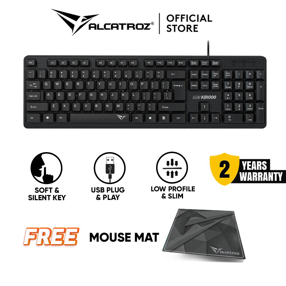 Alcatroz Silent Multimedia USB Wired Keyboard K330 KB1000