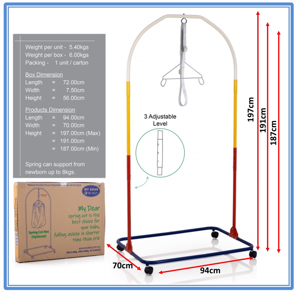 My Dear 24078 Epoxy Heights Adjustable Spring Cot (Buaian Besi Boleh ...