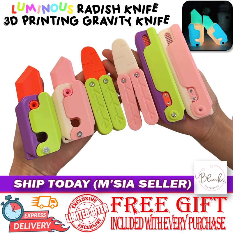 1pc(Color random)3D gravity radish knife decompression toy radish