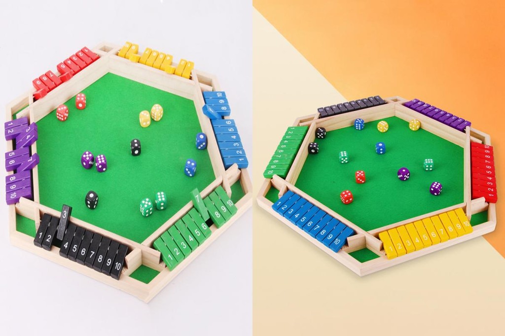 [TS] Wooden Dice Game Traditional Wooden Shut the Box Game with 12 Dice ...