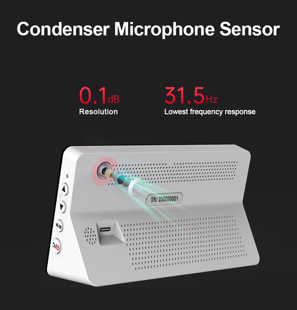 SNDWAY Digital 4 in 1 Sound Level Meter Temperature Humidity Meter 0 ...