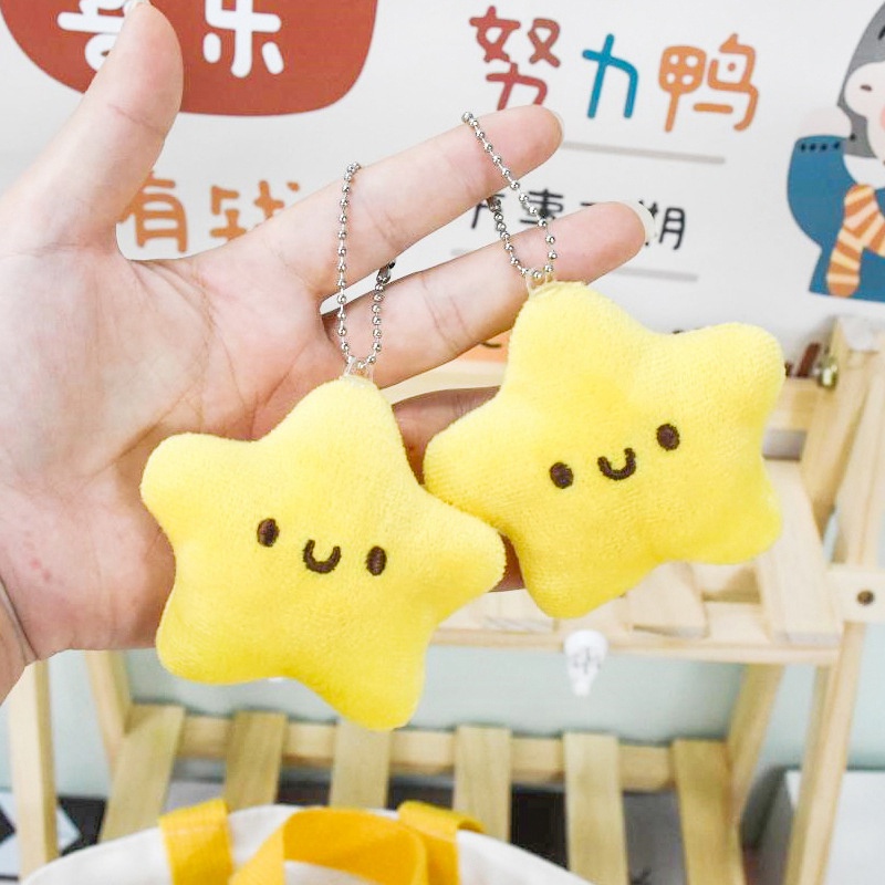 Cute Star Keychain Cute Keyring with Smiling Expressions Soft Handbag ...