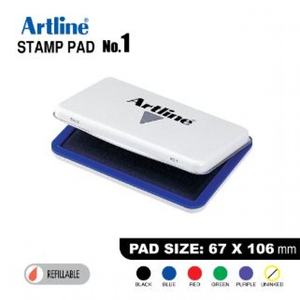 Artline Stampad / Stamp Pad No.1 Medium (Black / Blue / Red) | Shopee ...