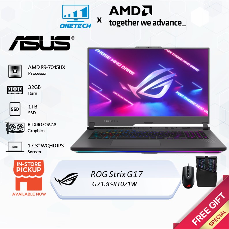 Asus Rog Strix G17 G713p Ill021w Gaming Notebook 173 Wqhd Ipsr9 7945hx32gb1tb Ssdgtx4070 4993