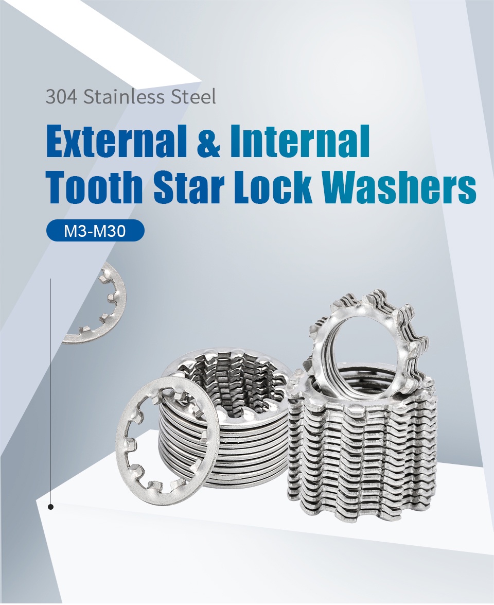 NINDEJIN External Internal Tooth Star Lock Washers Stainless Steel M3 ...