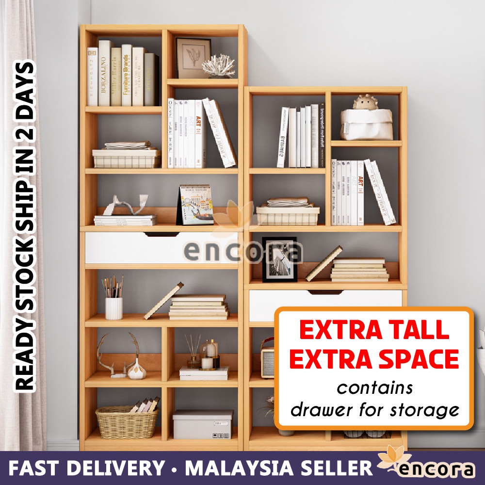 Encora Wooden Cabinet Rak Buku Kayu Storage Rack Bookshelf Kabinet ...