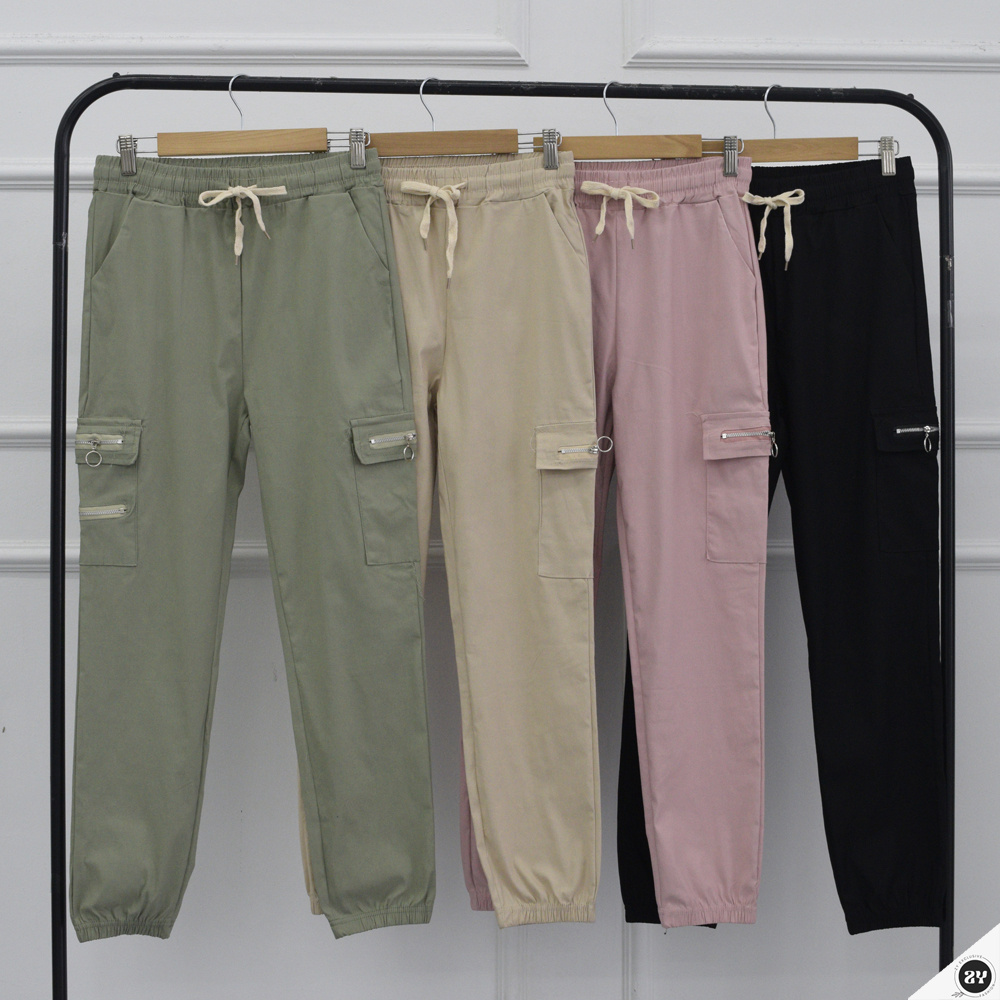 ZY 3982 S&M L&XL Seluar Kargo Kaki Getah Cargo Pant Multi Pocket Seluar ...