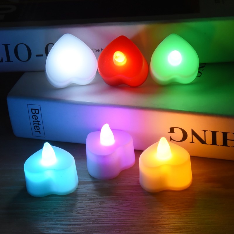 Heart Round LED Candle Lights / Romantic Flameless Night Lamp / Battery ...