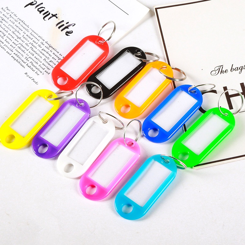 Mini Plastic Key Tag Label Tags Keychain Ring Office Luggage Car Room ...