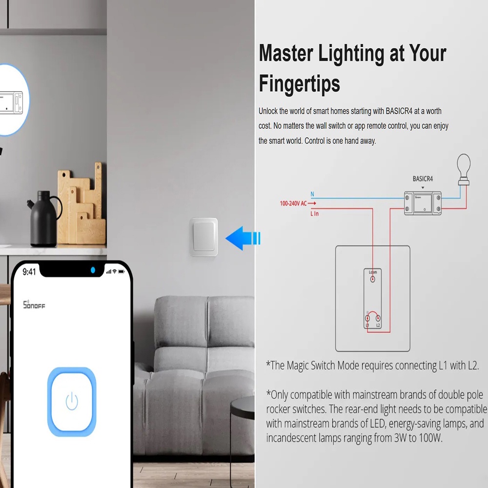 Sonoff BasicR4 Smart Home Wifi Wireless Switch Basic R4 Relay App ...