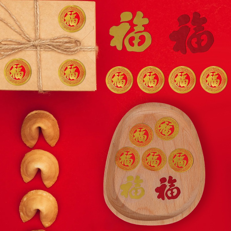 CNY Spring Festival Blessing Characters Stickers/ Bronzing 
