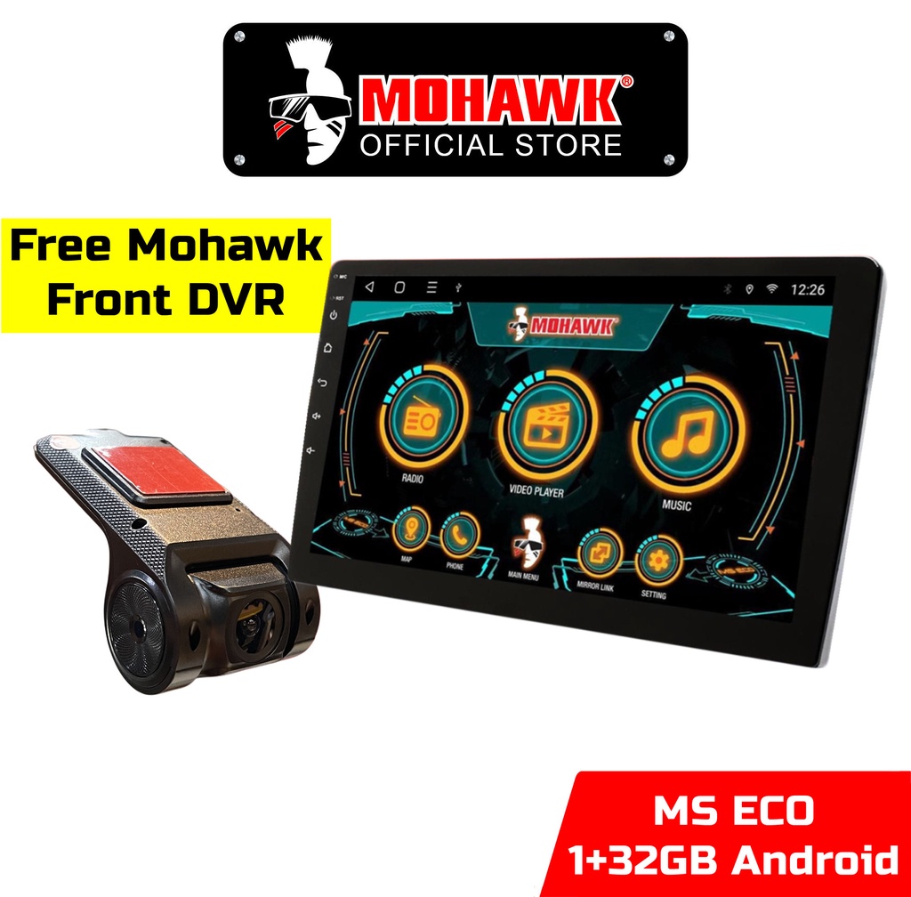 Mohawk MS Eco 1+32gb Car Android player FREE Mohawk MJS10 Front HD DVR Dash Cam Shopee Malaysia