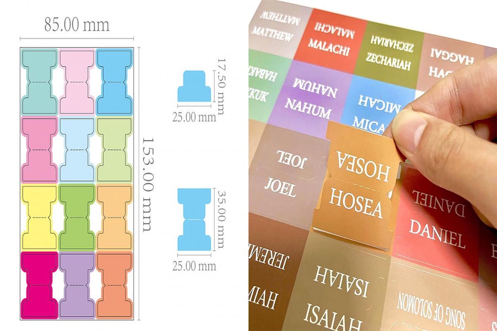 RAN Print Book Index Tabs Easy-to-apply Bible Index Stickers Print ...