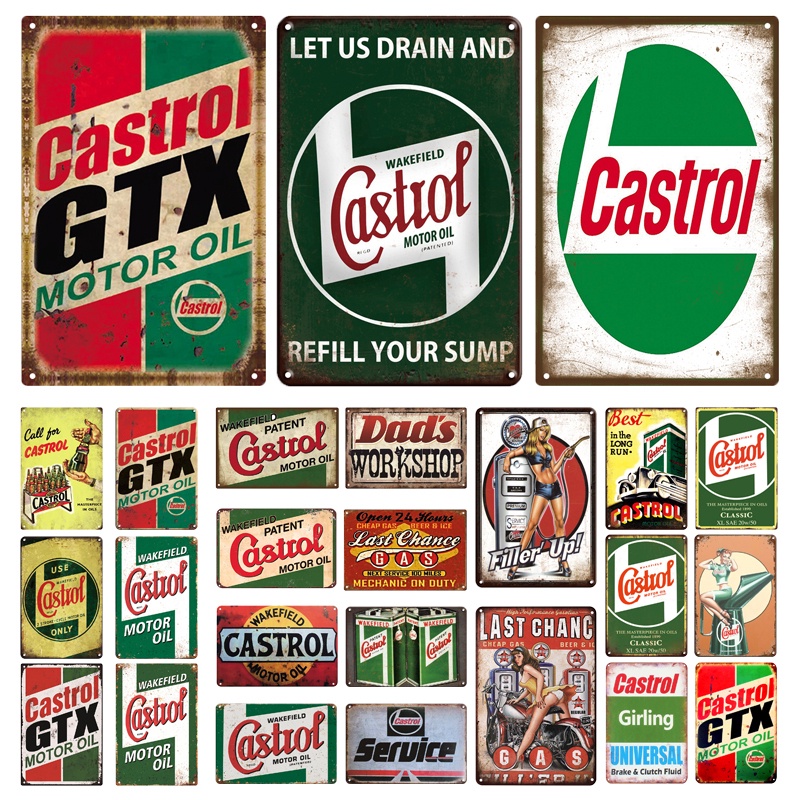 2024 Tin Sign Motor Engine Oil Gas Castrol Retro Vintage Decorative ...