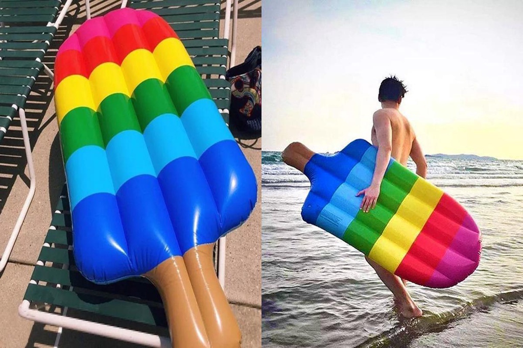 SPM Inflatable Float Row Water Hammock Rainbow Ice Cream Pool Float ...
