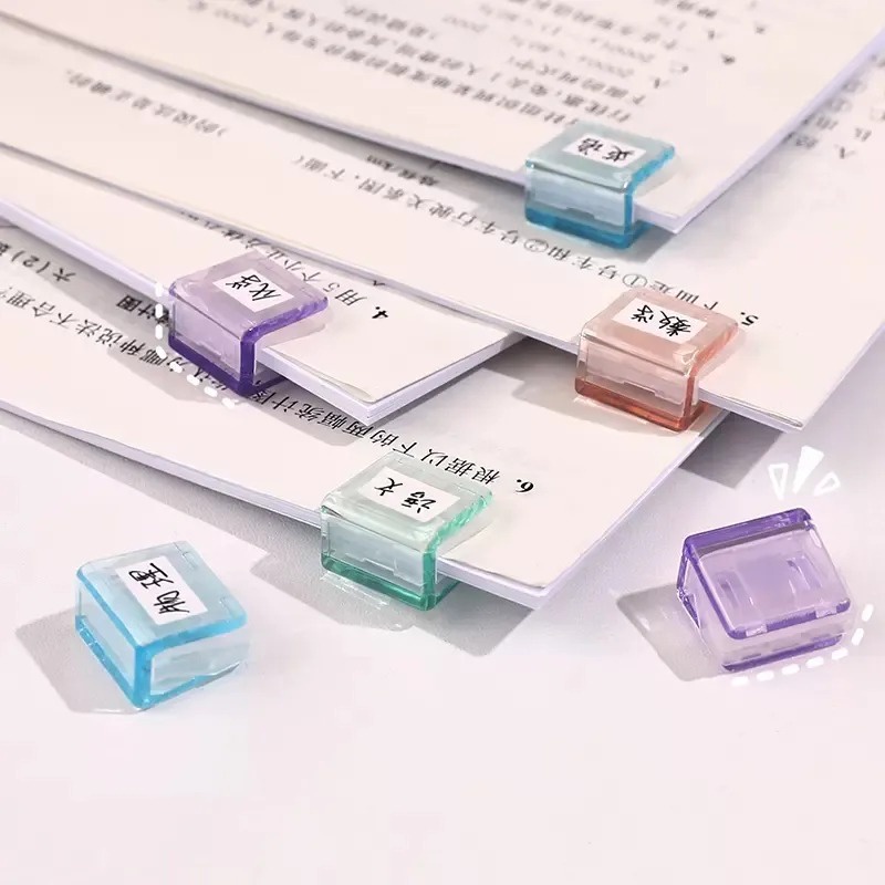 5Pcs Mini Candy Color Paper Clip Pusher / Transparent Plastic Staples ...