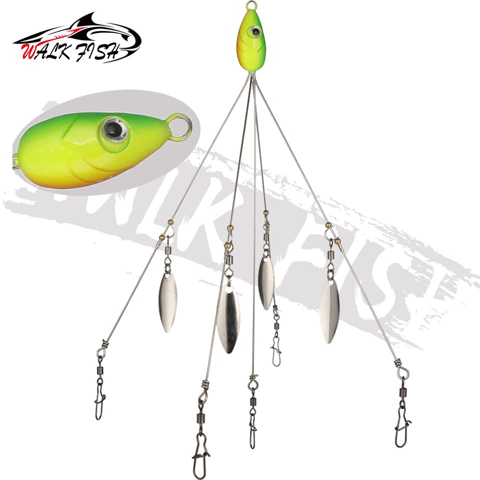 WALK FISH Umbrella Fishing Lure Rig 5 Arms Alabama Rig Head Swimming ...