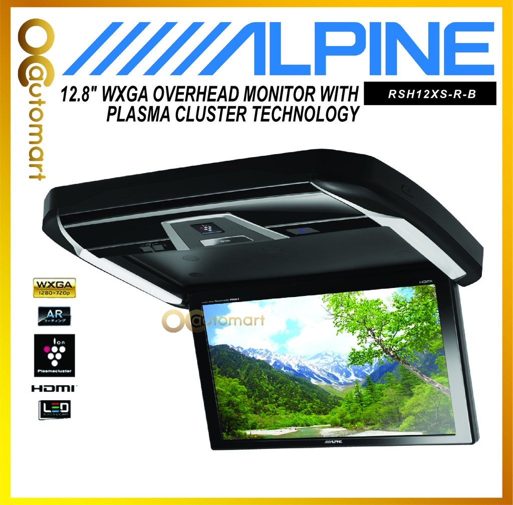 ALPINE Car Audio PXH12X-R-B 12.8 inch WXGA Overhead Monitor With Plasma ...