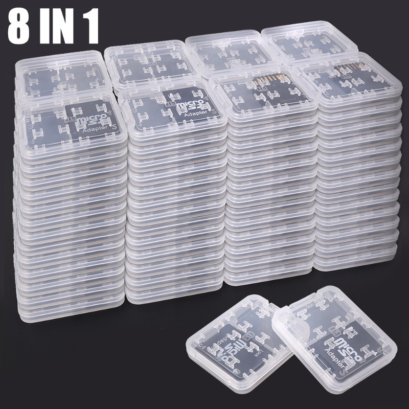 8 in 1 Transparent Protector Box / Mini Memory Card Storage Case ...