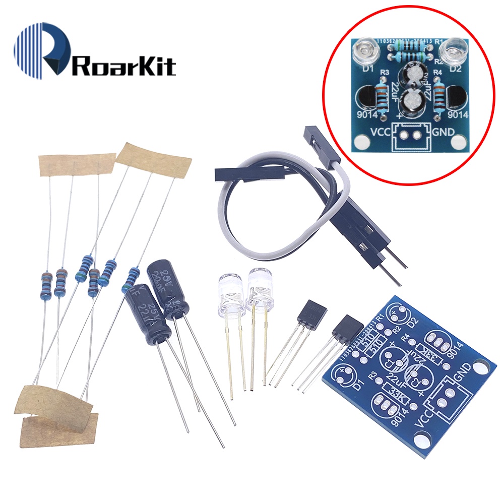 MHT11 Simple 5MM LED Flash DIY Kits DC 3V14V Circuit Electronics Suite 1.6mm Parts for Arduino