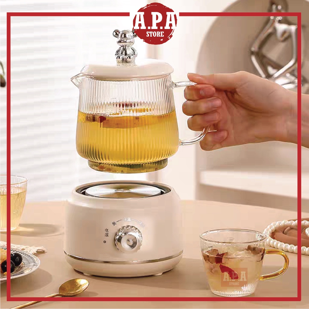 APA Bear Health Smart Electric Glass Stew Cup Warmer Coffee Tea Mug ...