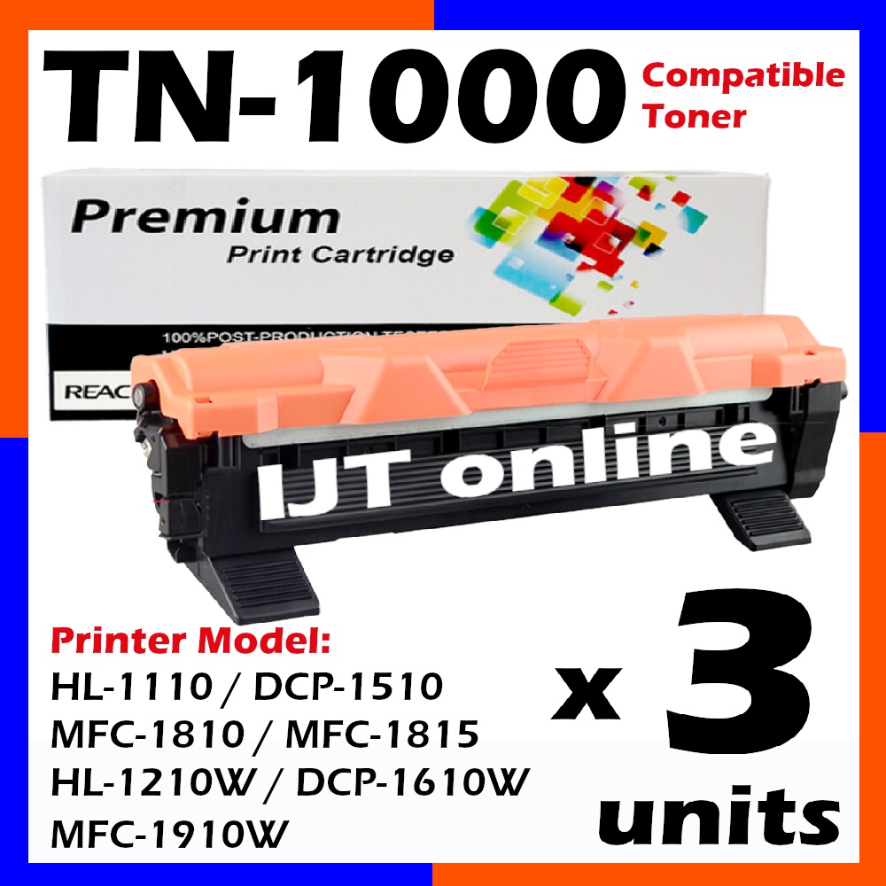 Brother TN-1000 Original Monochrome Toner Cartridge, Black, for HL-1110,  HL-1210W, DCP-1510, DCP-1610W, MFC-1910W Tn1000