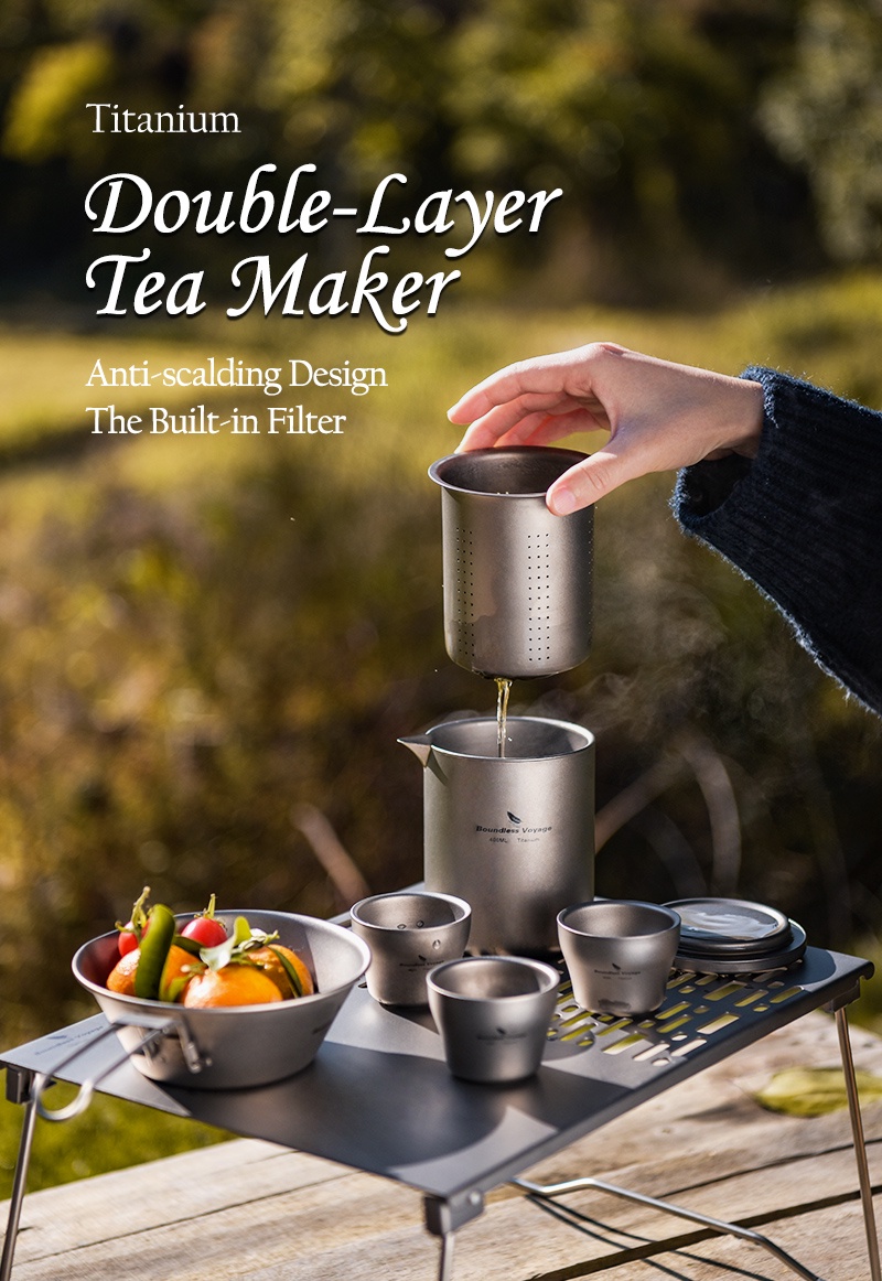 Boundless Voyage- Titanium Tea Set Double-Walled Tea Maker Lightweight ...