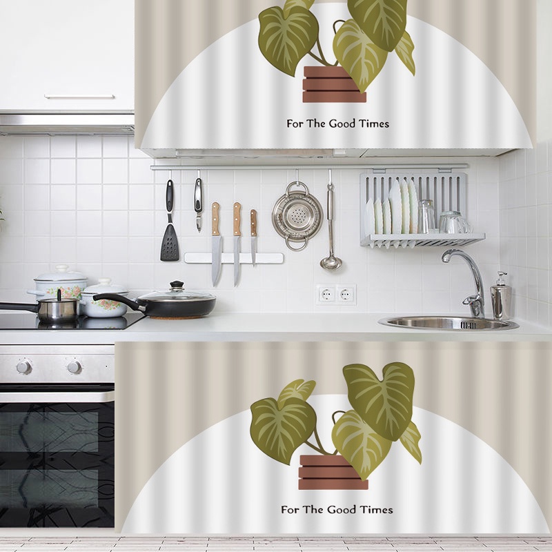 Simple Pattern Curtain Cabinet Kitchen Dapur Curtains Self-adhesive ...