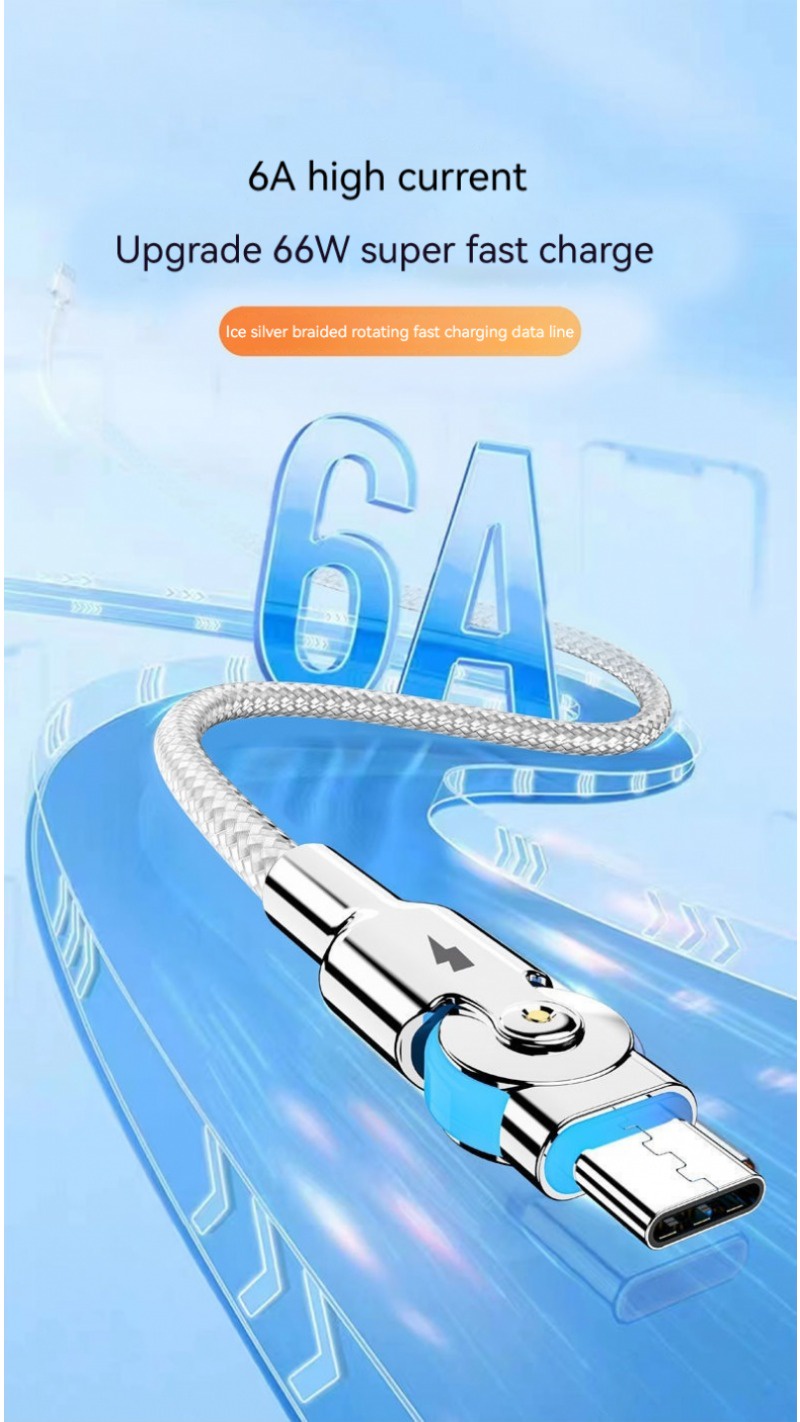 Usb Super Fast Charging Usb To Type C Micro Usb Data Cable 180 Rotation ...