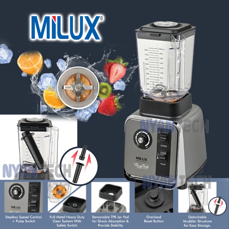 Milux Heavy Duty Powerful Blender Mcb Commercial Blender L W Shopee Malaysia