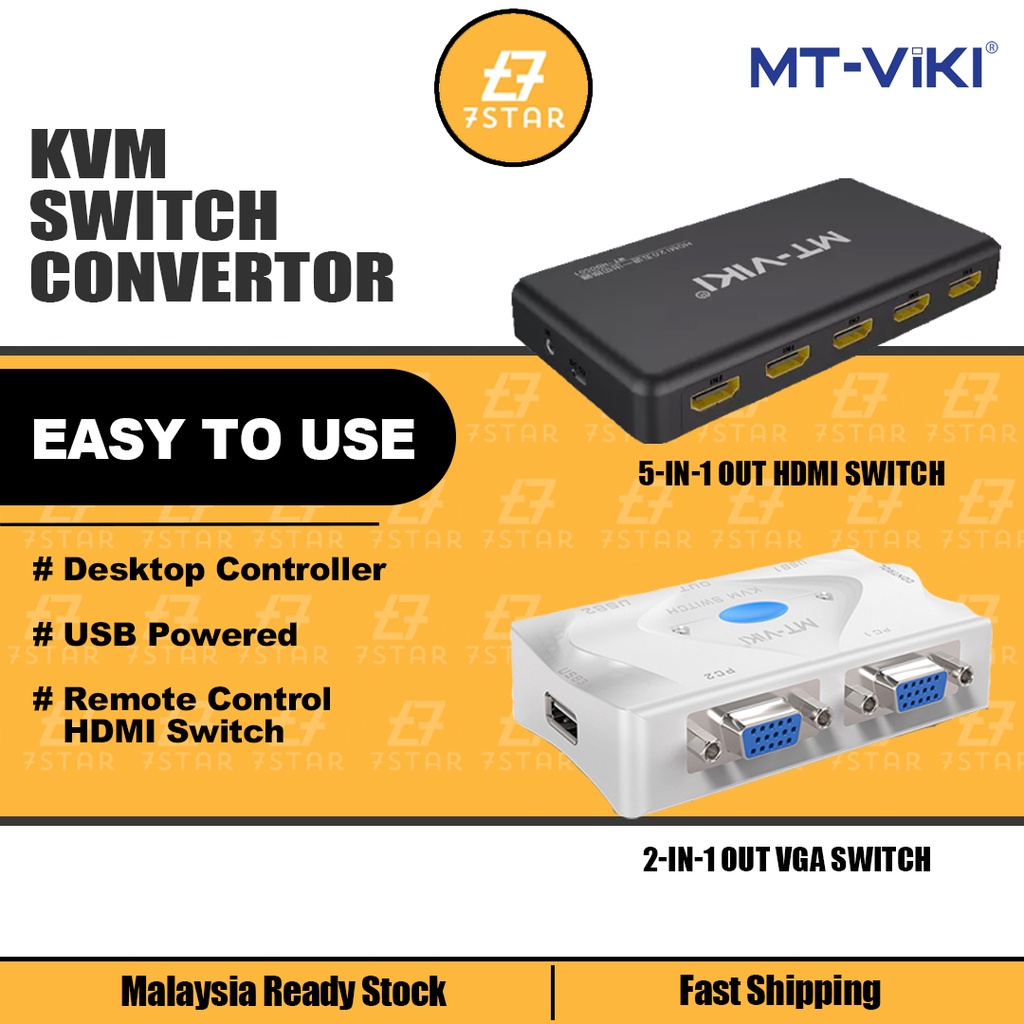 7star MT-VIKI 2 Port USB Auto VGA KVM Switch Converter/MT-VIKI 5-IN-1 ...