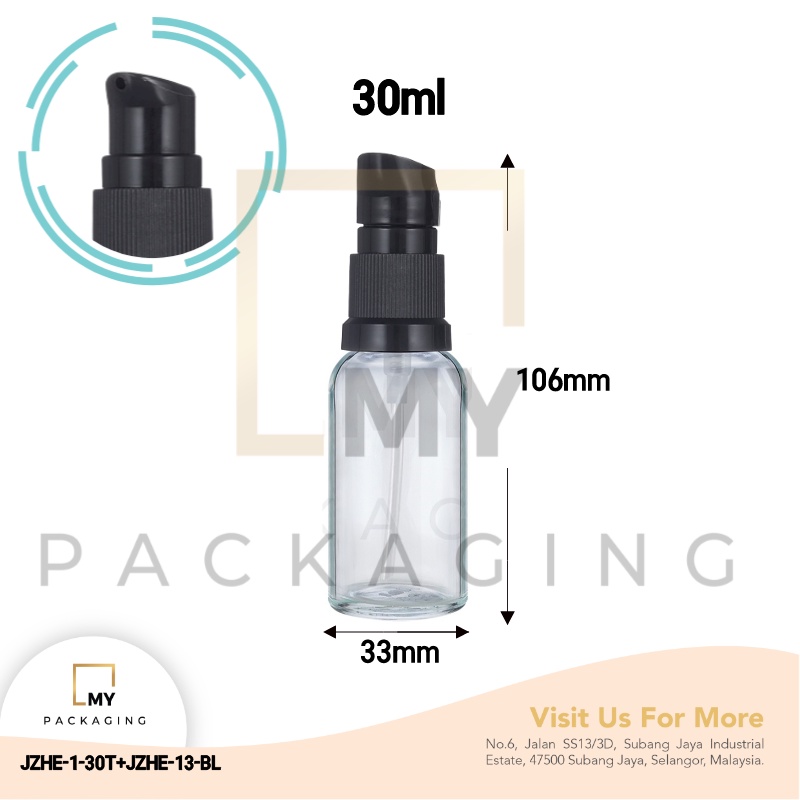 Transparent Glass Bottle 10ml to 100ml with Beak Pump Head for toner ...