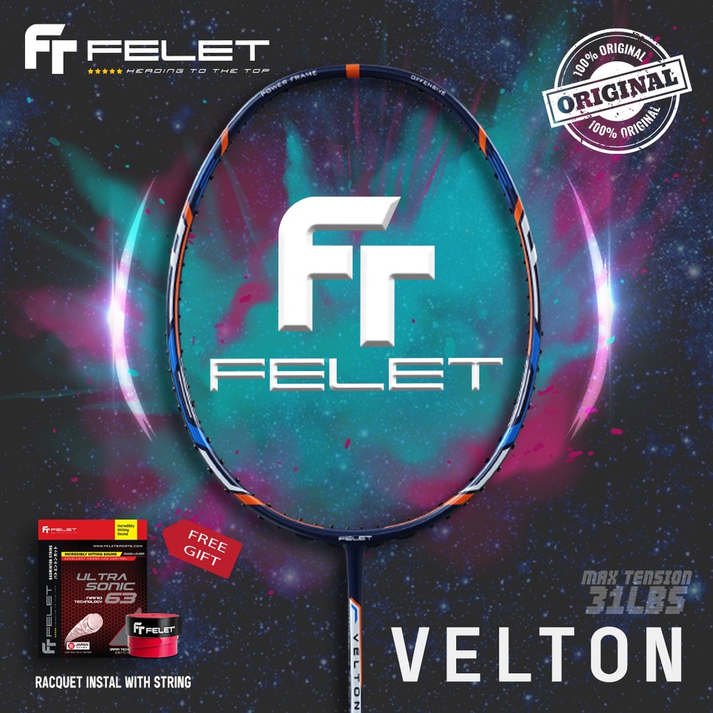 FELET VELTON Racket Badminton Racket Raket Badminton Original Racquet ...