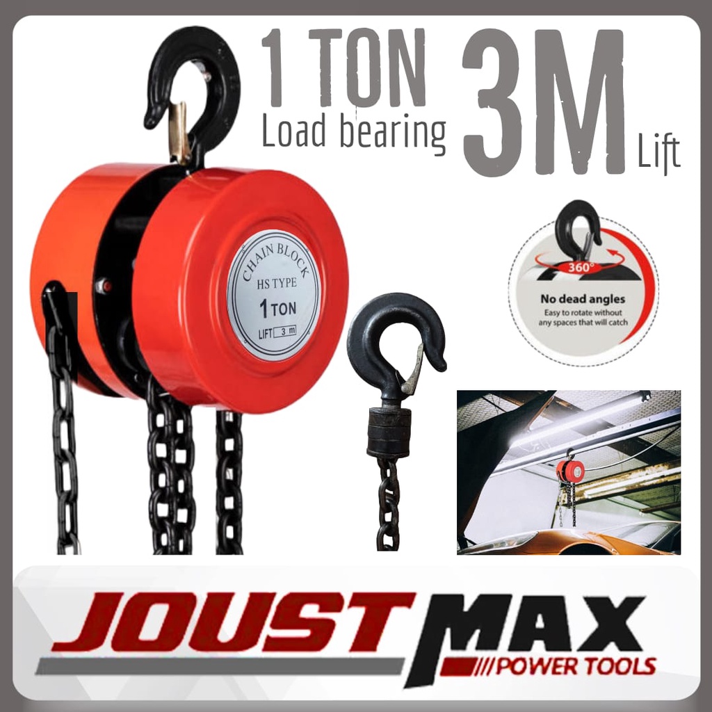 1 Ton Heavy Duty Chain Block Lifting 3 Meter HStype Chain Hoist Rantai