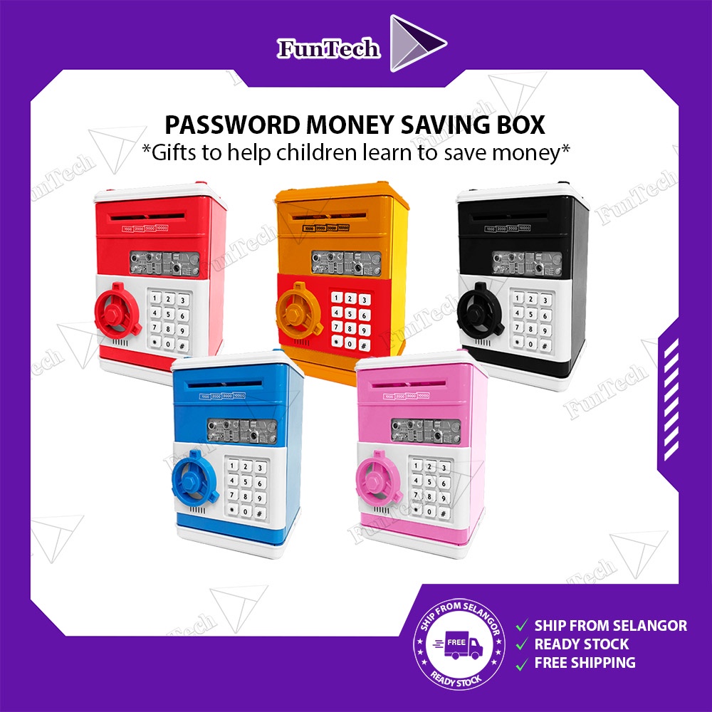 FunTech Password Piggy Bank Money Safe Box Home Mini ATM Machine Coins