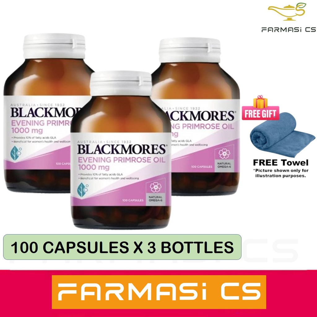 Blackmores Evening Primrose Oil EPO 1000mg 100 Capsules x 3 Bottles