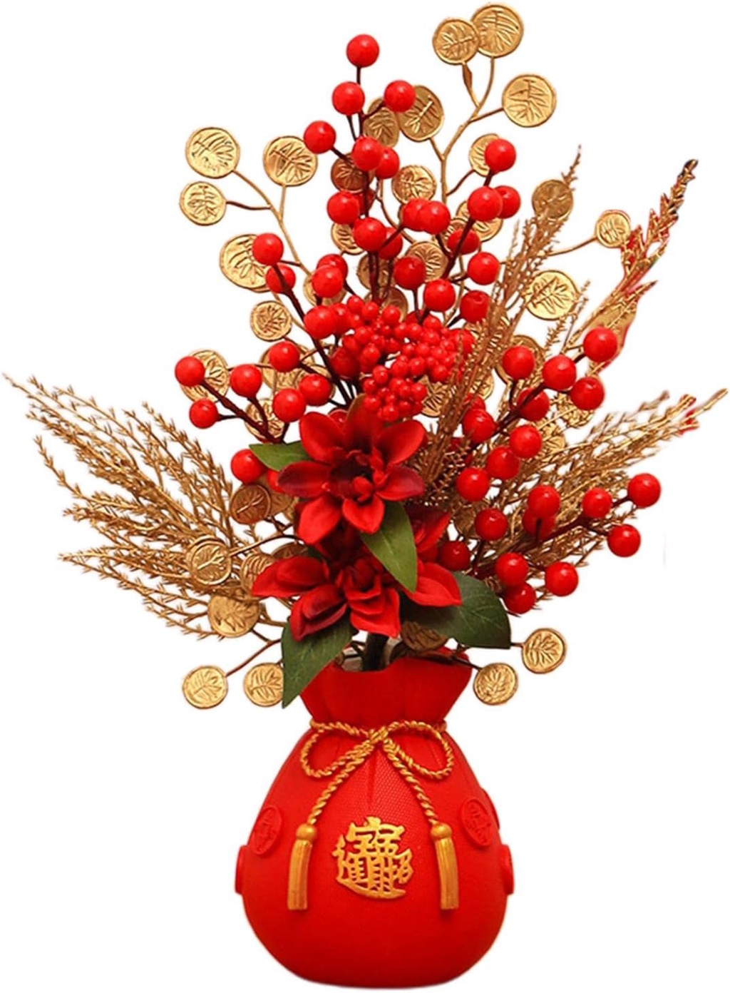 2pcs Artificial Bouquet Gold Leaves Cny New Year Christmas Decorations 