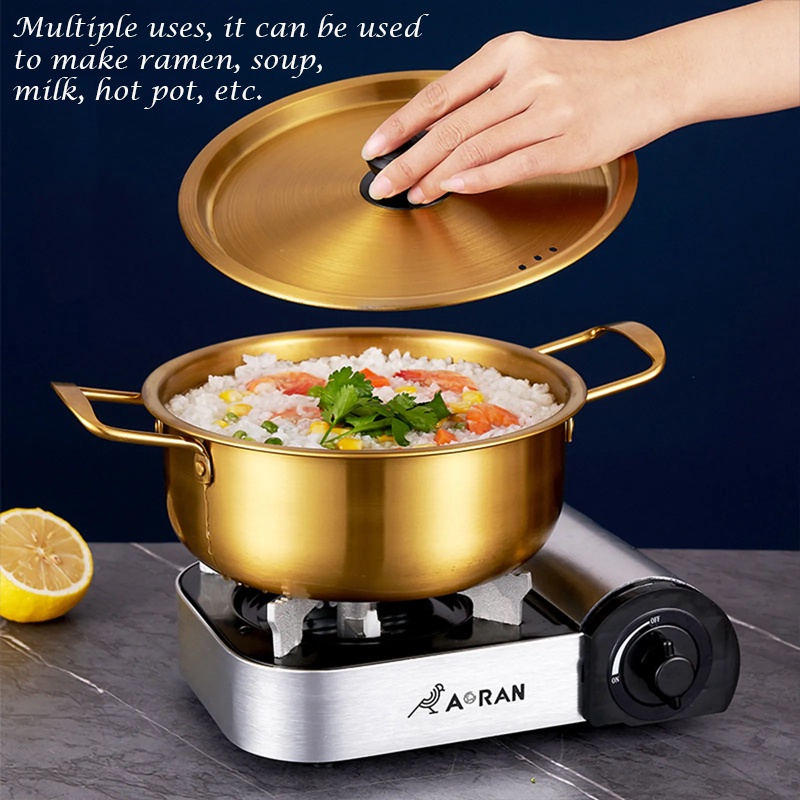 GDeal 18cm/20cm 2 Handle Instant Noodle Aluminum Pot Ramen Cooking Pot ...
