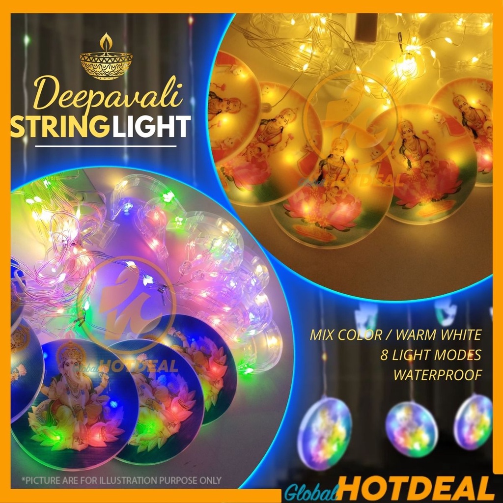 VINAYAGAR / LAKSHMI String Light Deepavali Light Diwali Light 8 Modes