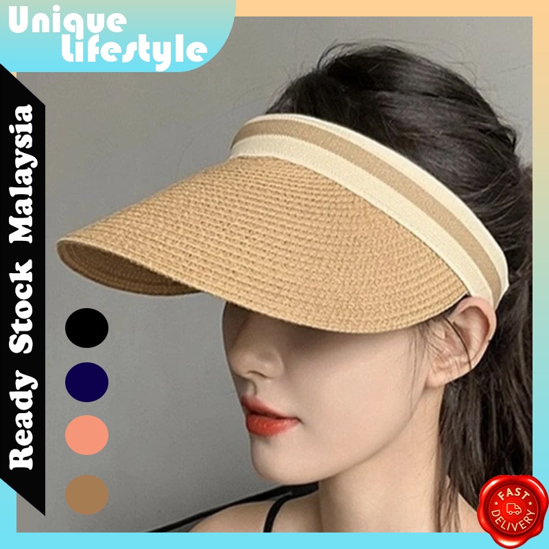 Outdoors Women Wide Brim Straw Hat Beach Sun Hats Travel Open Top Empty ...