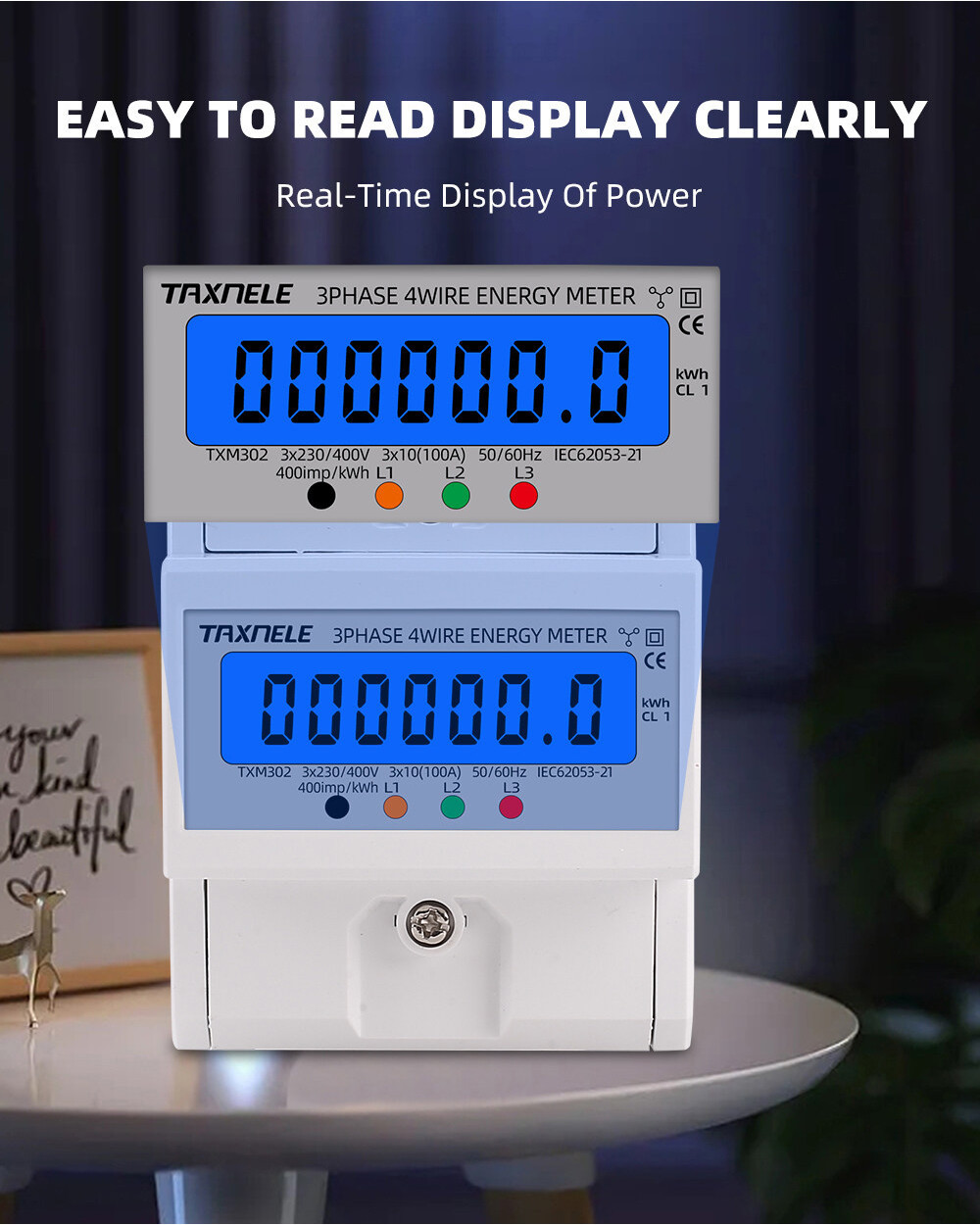 Din Rail 3 Phase 4 Wire Electronic Watt Power Consumption Energy Meter ...