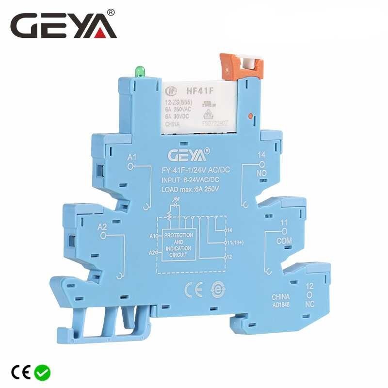 GEYA FY-41F-1 Din Rail Slim Relay Module Protection Circuit 6A Relay ...