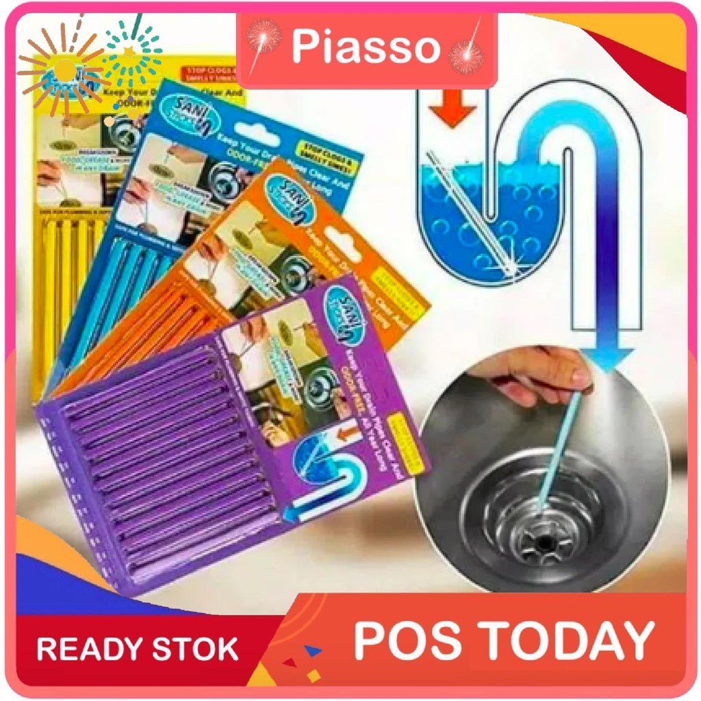 Ready Stockpiasso Pcs Sani Stick Drain Pembersih Pewangi Wastafel