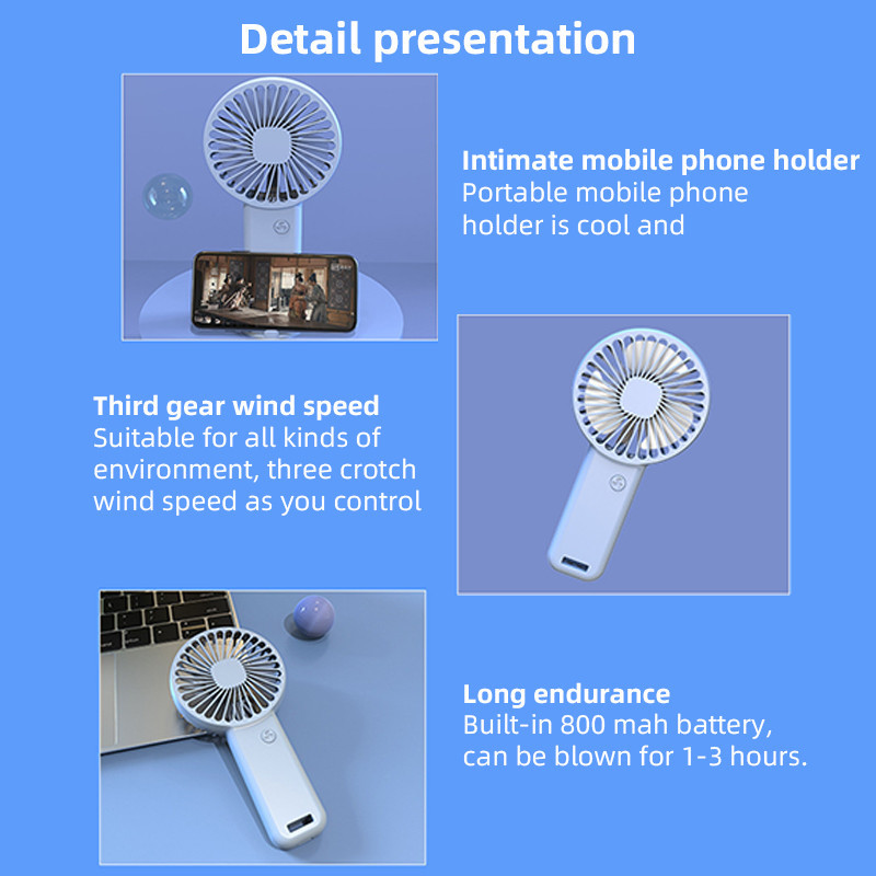 Portable Mini Fan USB Rechargeable Cooling Handheld Fans with Base ...
