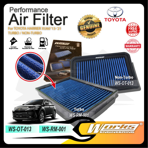 Works Engineering Drop In Air Filter Toyota Harrier XU60 '13-'21 Turbo ...