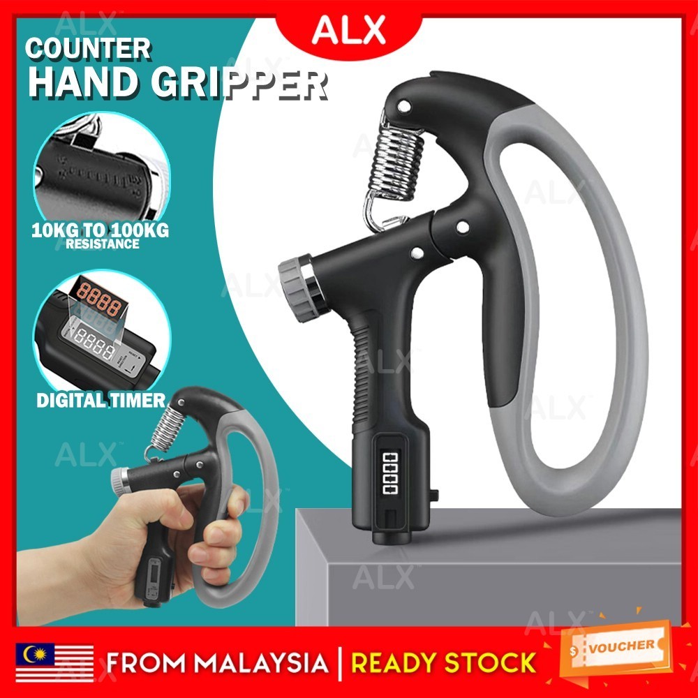 ALX 10-100KG Adjustable Hand Grip Strength Trainer Wrist Arm Finger ...