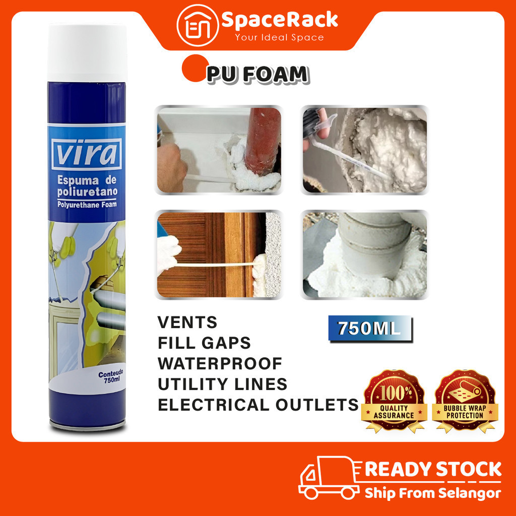 Vira Polyurethane Foam PU Foam Spray 750ml Joint Spray Fill Crack ...