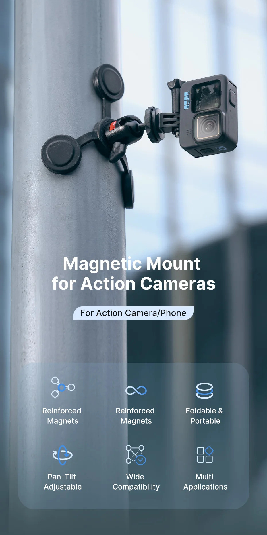 Ulanzi GO-001 Magnetic Mount for Action Camera Triangular Holder with 1 ...