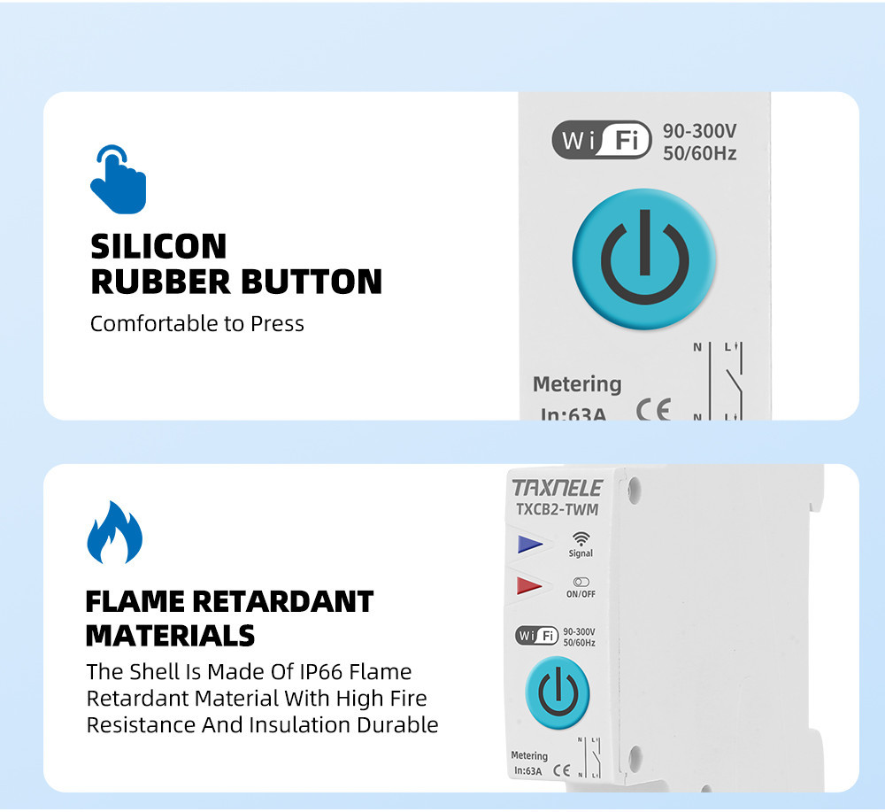 ZigBee Smart Circuit Disjoncteur 1 P 6A 10A 16A 20A 25A 32A 40A 50A 63A Maison Intelligente Télécommande Sans Fil WiFi Interrupteur (20A With Metering - 6