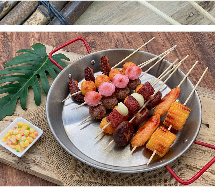 Simulated Pvc Barbecue Skewers Models Artificial Fake Grilled Shrimps 